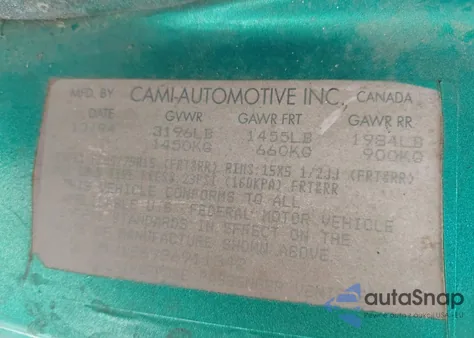 1995 Geo Tracker из США, поврежденный, VIN 2CNBJ1869S6911342